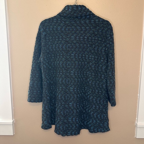 Ali Miles Gray/Blue Cowl Neck Sweater with Textured Knit Size Large Petite - Picture 8 of 8